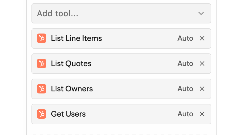 Sim Agent Block retrieving HubSpot sales objects such as line items